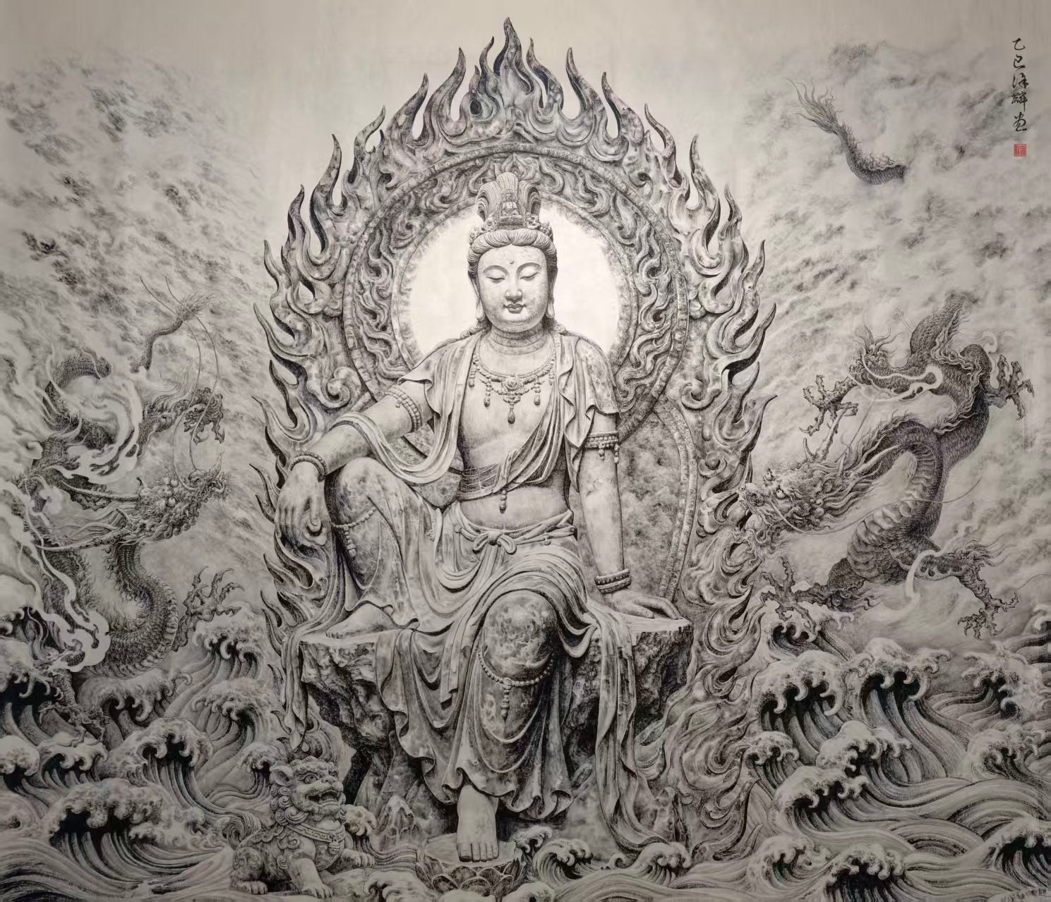 纯手绘菩萨（国画工笔）