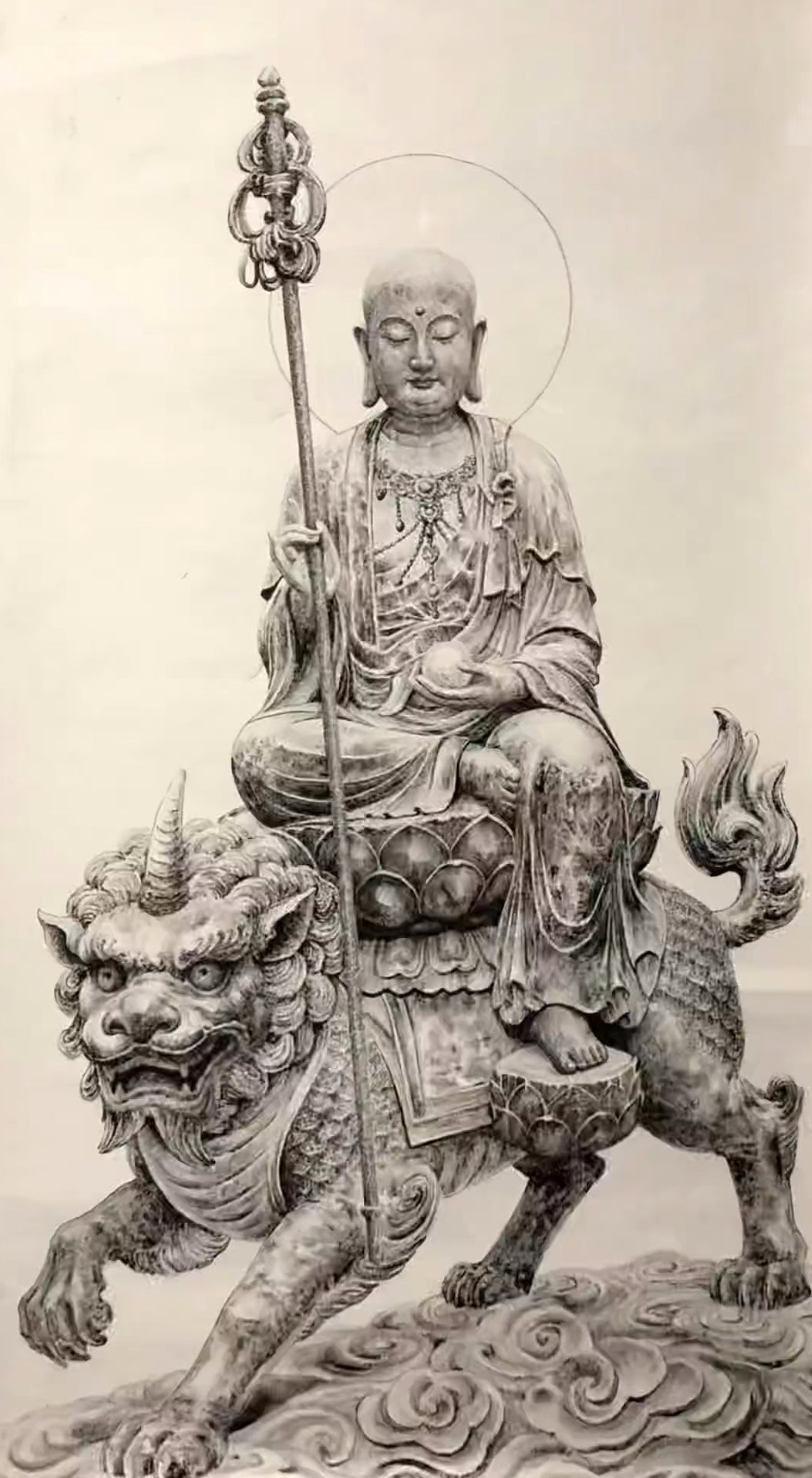 地藏菩萨（石墨风格）70×140cm