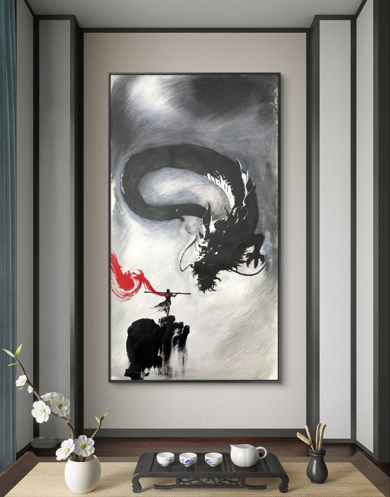 大圣与龙水墨50×85cm